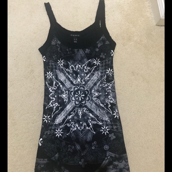 SO Tops - EUC FANG BRAND BLACK/SILVER TANK TOP COMFY/SEXY!🖤